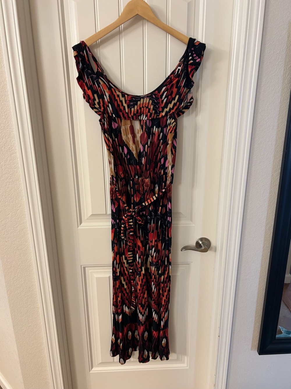 Multicolor Patterned Maxi Dress - Black & Red